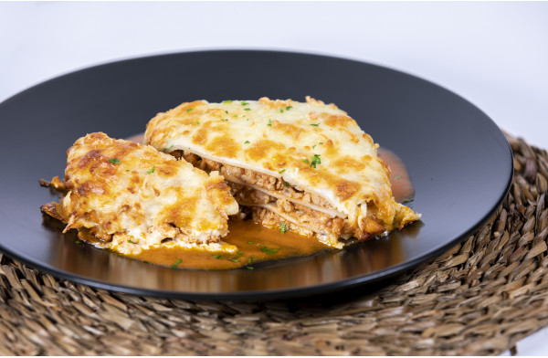 Lasaña de pollo a la boloñesa